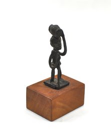 Miniature Man With Water Jug On Head Bronze Figurine