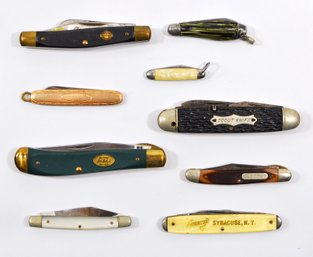 Lot 9 Vintage Folding Knifes: Schrade, Kent, Hammer Brand