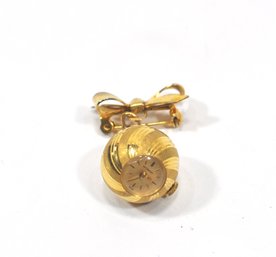 Vintage WITTNAUER Gold Tone Etched Brooch Watch
