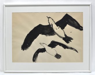 Helen Denniston Perkins (1898-1997) Flying Birds Watercolor Painting #1