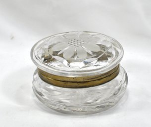 Vintage Etched Cut Glass Jewelry Box