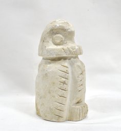 Vintage Hand Carved Soft Stone Figure Of Owl