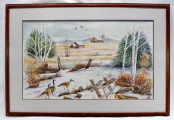 Muriel P. Pettey (1928-2020) Landscape With Ducks Watercolor