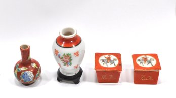 Lot Miniature Asian Porcelain Vases & Boxes