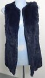 Pologeorgis Women's Blue Rabbit Fur Vest Size XS