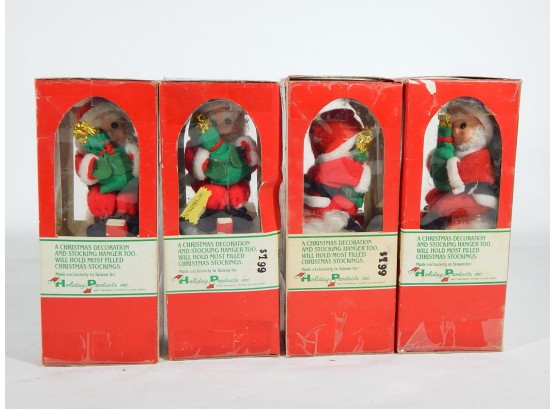 Lot Of 4 Vintage Christmas Decorations With Stocking Hanger