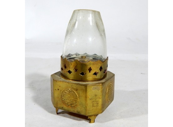 Antique Oriental OPIUM Lamp Brass & Glass
