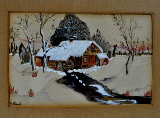 Vintage Winter Landscape Painting Massachusetts Signed