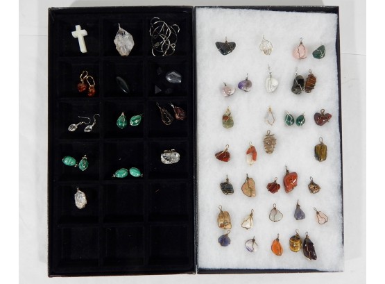 Large Lot Semi-Precious Stones Pendants & Earrings