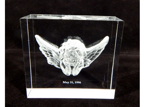 WEINBERG Glass Angel Paperweight Signed