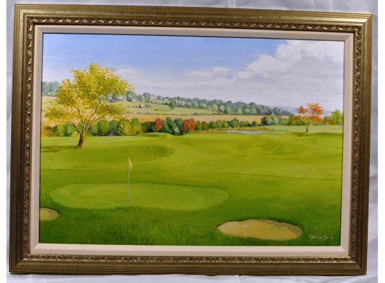 Halliday Smith Original Oil On Canvas Golf Course Landscape