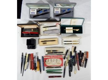 Large Vintage Pen Lot Inkwell Fountain Pens