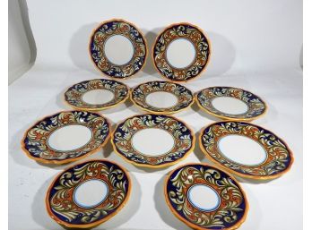 Dipinto A Mano Michela Art Pottery Set Of Plates Dish Hand Painted Blue