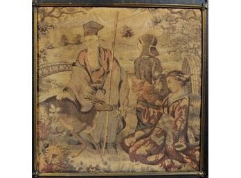 Framed Antique Oriental Scene Tapestry