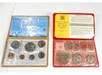 Lot 2 Vintage NEW ZEALAND Coin Folders National Parks & 1971 Coin Set