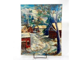 Original R.W. Clark Vermont Village Oil Painting