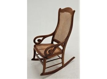 Antique Lincoln Rocking Chair With Cane Seat