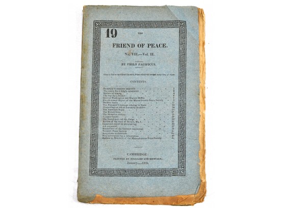 Antique 1820 Book 'Friend Of Peace' Cambridge