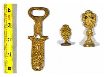 Vintage Brass Seals & Bottle Opener With Dragons