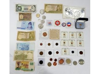 Vintage Foreign And US Coins & Banknotes Lot