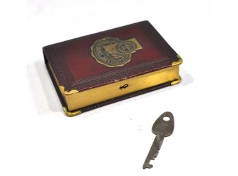 Vintage Book Money Coin Saving Bank With Key
