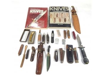 Lot 22 Vintage Knife Lot With 2 Book On Knives