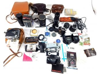 Vintage Camera Lot: Canon AE-1, Zeiss Ikon, Accessories