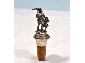 Vintage Silver Cork Bottle Stopper Hunters Figurine