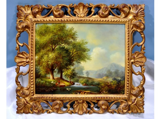 Charming Vintage Landscape Oil Painting