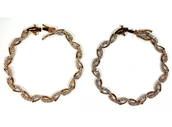 Pair KREMENTA Sterling Bracelets With Cubic Zirconia