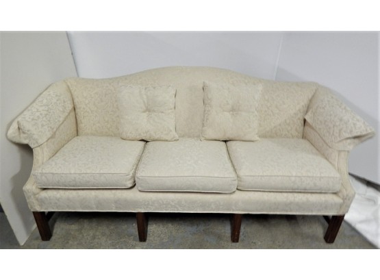 Ivory Fabric Chippendale Style Sofa