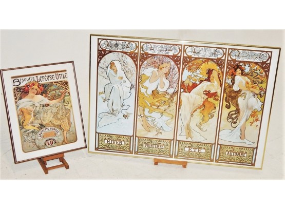 Two Art Nouveau A. Mucha Style Prints