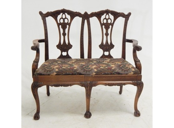 Vintage Mahogany Chippendale Love Seat