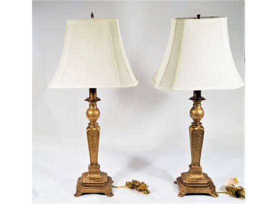Pair Of Gold Gilt Table Lamps