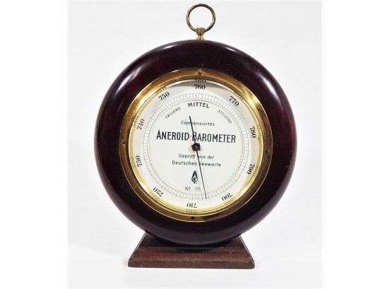 Vintage Heinrich Reinecke Mahogany German Aneroid Barometer No. 405
