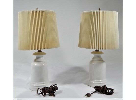 Pair Of White Porcelain Table Lamps