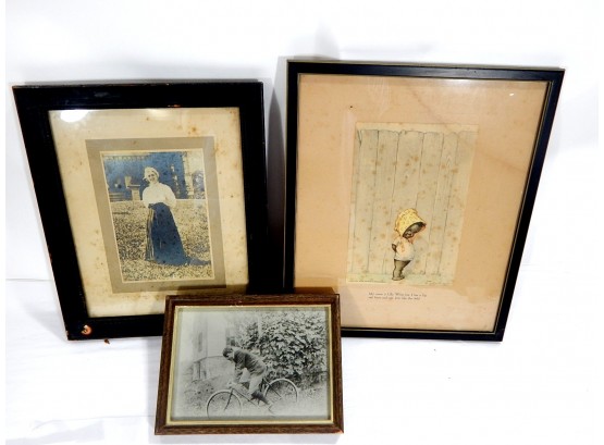 Lot 3 Antique Framed Photographs And Print