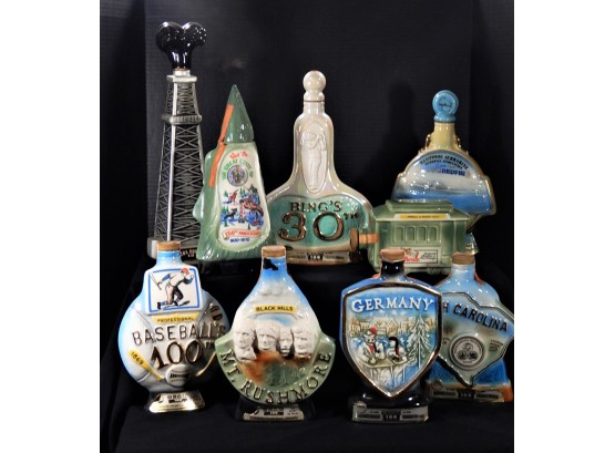Lot Of Nine Vintage Jim Beam Liquor Bottles