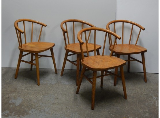 Set Of Four MCM Oak Dining Chairs