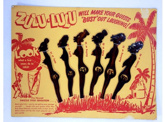 Vintage Zulu-Lulu Bakelite Swizzle Stick Set