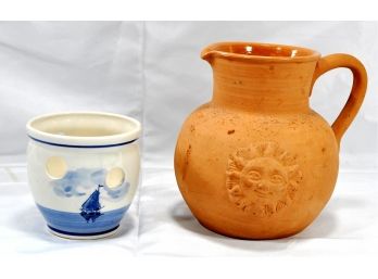 Vintage Terracotta  Bentson West Designs Pitcher & DELFT Vase