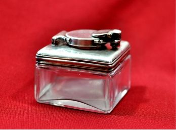 Vintage Glass & Sterling Inkwell