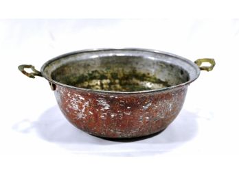 Antique Copper Bowl Brass Handles