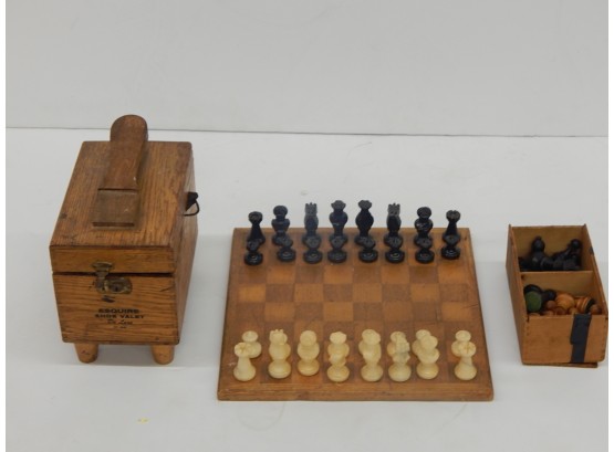 Vintage Esquire Shoe Shine Box & Chess Set