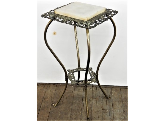 Victorian Brass Two Tier Marble Top Plant Stand