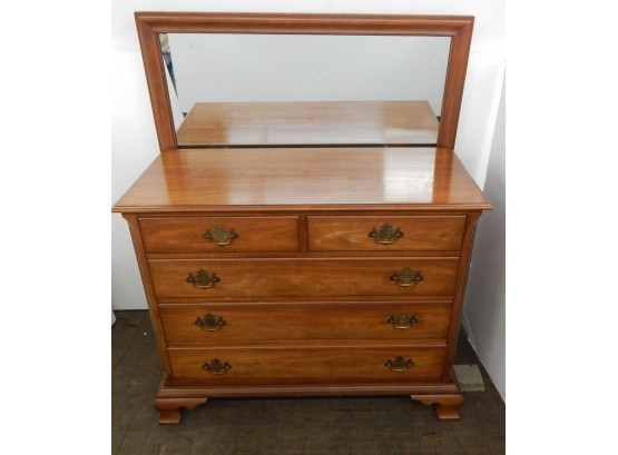 Kindel Five Drawer Fruitwood Dresser W/ Mirror