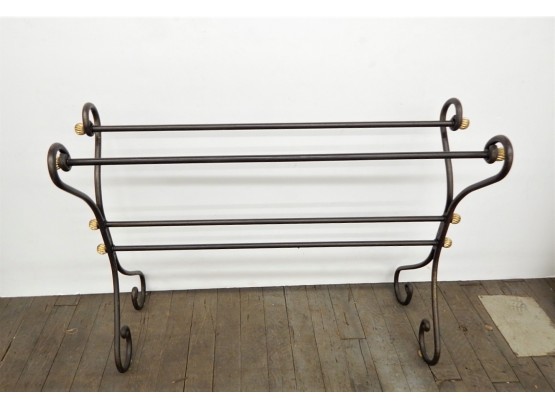 Wrought Iron Quilt Rack W/ Brass Accents
