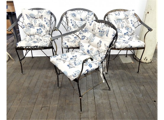Set Of Four Ornate Wrought Iron Patio Chairs