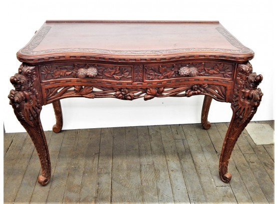 Rare Chinese Carved Red Mahogany Desk