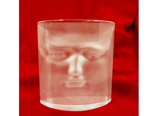 Original DAUM FRANCE 'The Face' Glass Sculpture By Artist Roy Adzak